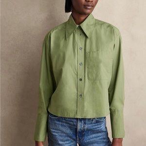 Banana republic boxy cropped button down collared solid shirt NWT (small reg)